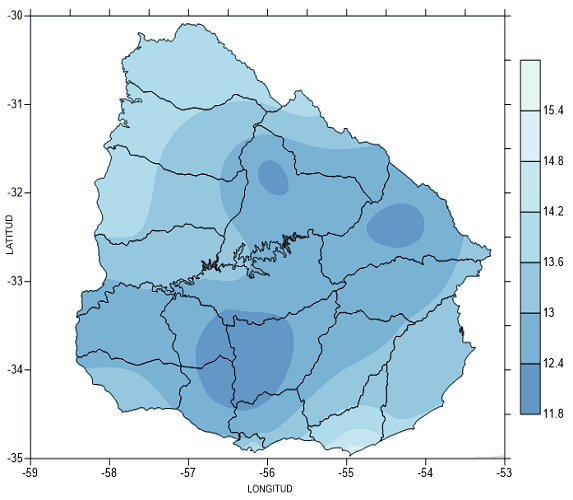 Temperatura media en mayo 2021 (°C)