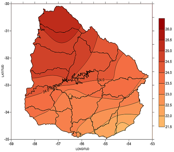 Temperatura media en enero 2020 (°C)