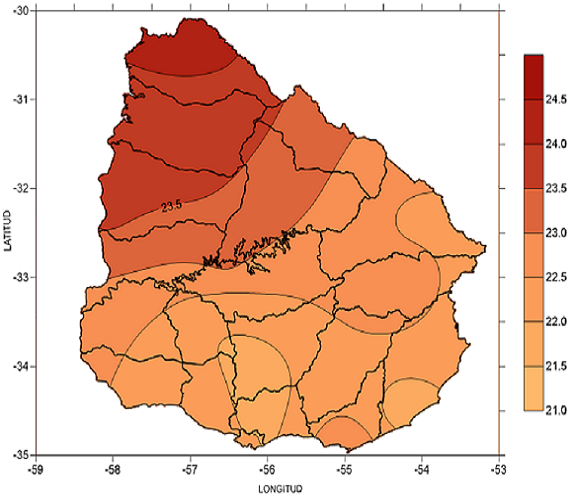 Temperatura media en febrero 2019 (°C)