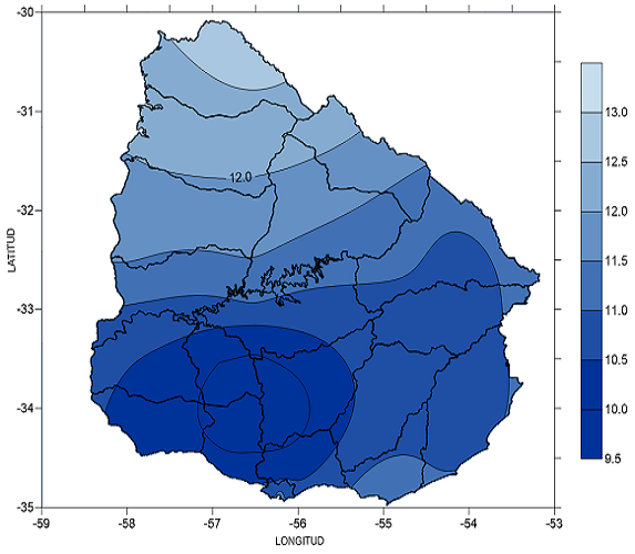 Temperatura media en julio 2019 (°C)