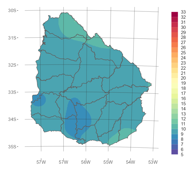 Interpolado de la temperatura media del mes de junio de 2022