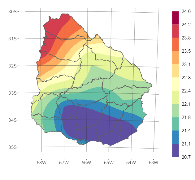 Interpolado de la temperatura media del mes de marzo de 2024